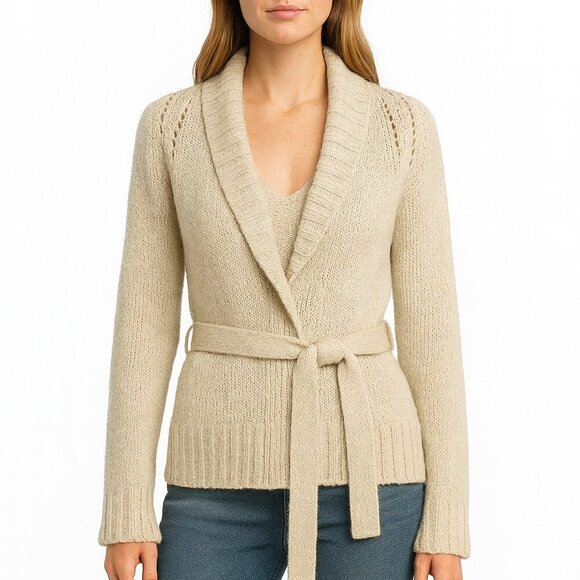 Vintage GAP Belted Shawl Collar Cardigan Knit Sweater - Picture 10 of 10